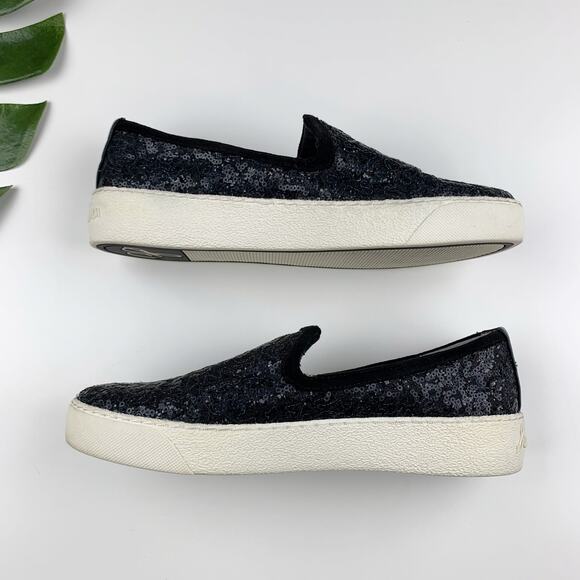 Sam Edelman Becker Casual Sneakers Black Sequin Slip On Women's 7.5 - Picture 8 of 10